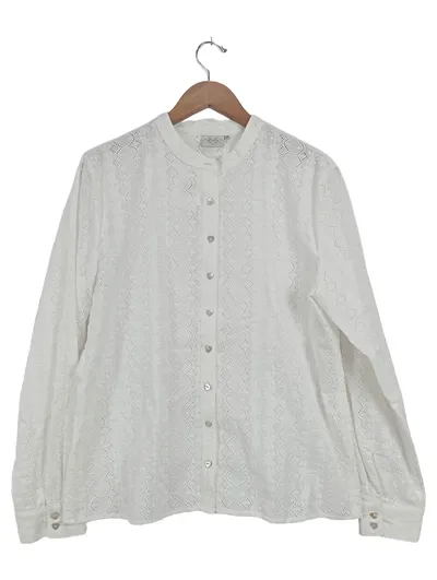 Berwin & Wolff Damen Bluse Langarm Lochmuster Stickerei Weiß 38/M