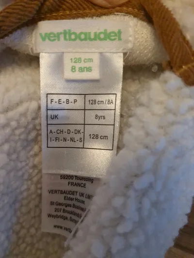 Vertbaudet Kinder Steppweste Cord Teddyfutter Braun Gr. 128