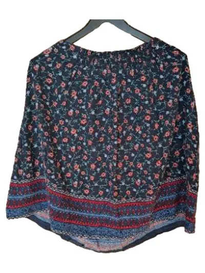 Tom Tailor A-Linienrock Blumenmuster Bohemian Damen Blau Gr. 40 L
