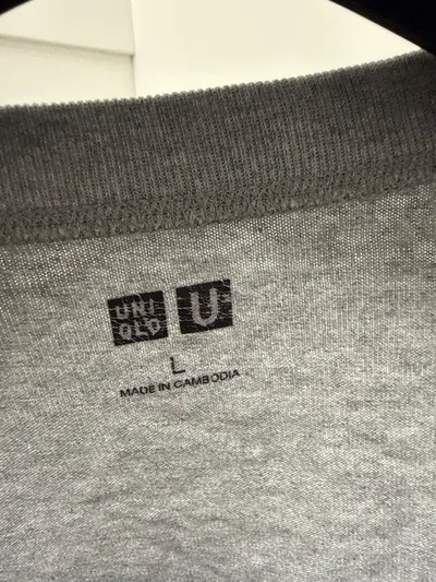 UNIQLO U Herren T-Shirt Gr. L Grau Meliert Basic Baumwolle
