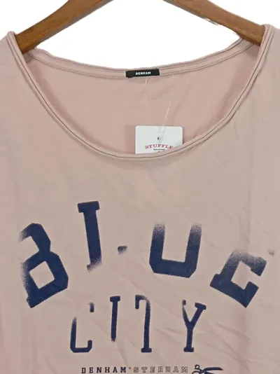 Denham Damen T-Shirt Rosa Gr. 38/M Casual mit Schriftzug Blue City
