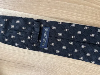 Profuomo Herren Krawatte Seide Dunkelblau Geometrisches Muster Business