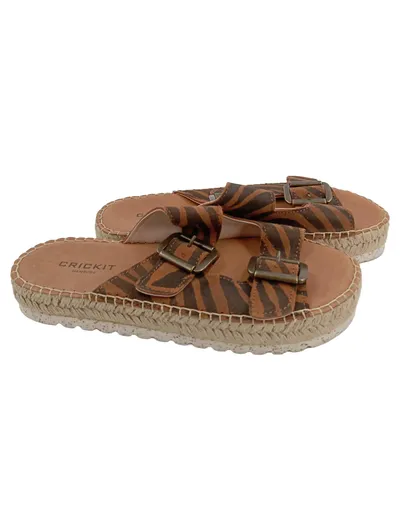 CRICKIT Damen Sandalen Zebra Muster Braun Gr. 40 Animal-Print Espadrille