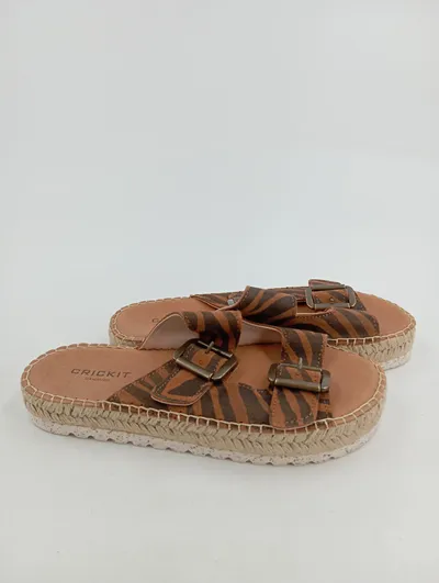 CRICKIT Damen Sandalen Zebra Muster Braun Gr. 40 Animal-Print Espadrille