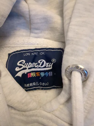 Superdry Damen Kapuzenpullover Hoodie Gr. S Grau Rainbow Stripes
