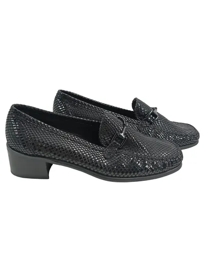 Stuart Weitzman Damen Loafer Slipper Schwarz Gr. 39.5 Klassisch Tierdruck