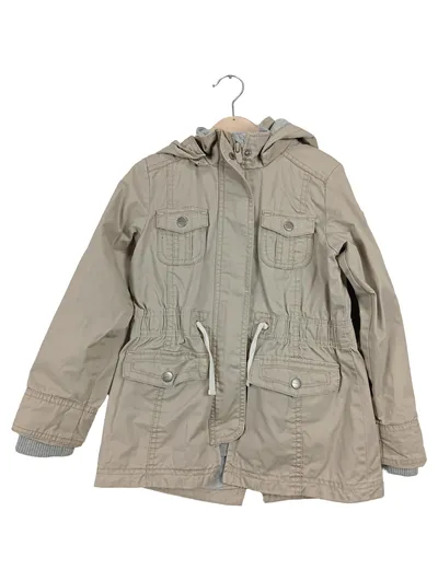 Esprit Mädchen Regenjacke Parka Kapuze Beige Gr. 116 Baumwolle Casual Outdoor