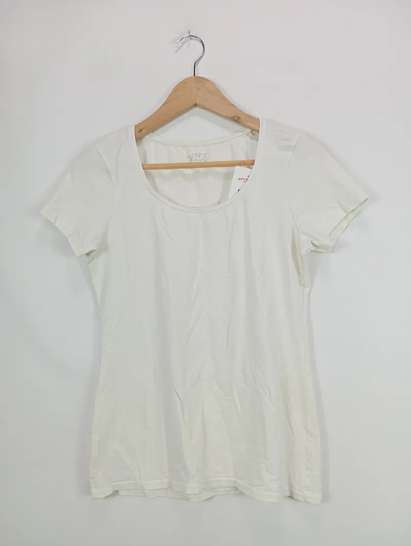 COSTES Damen T-Shirt Basic Weiß Gr. 40/L Kurzarm 2