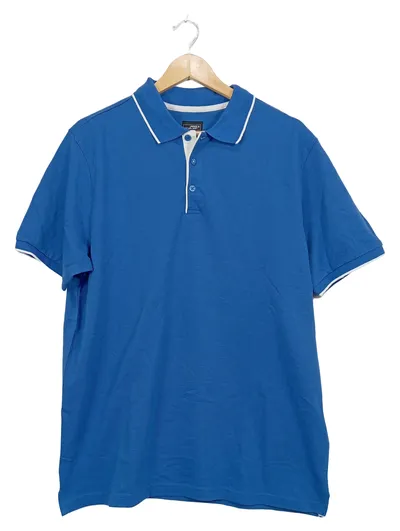 James & Nicholson Herren Poloshirt Blau Gr. L Baumwolle Kurzarm