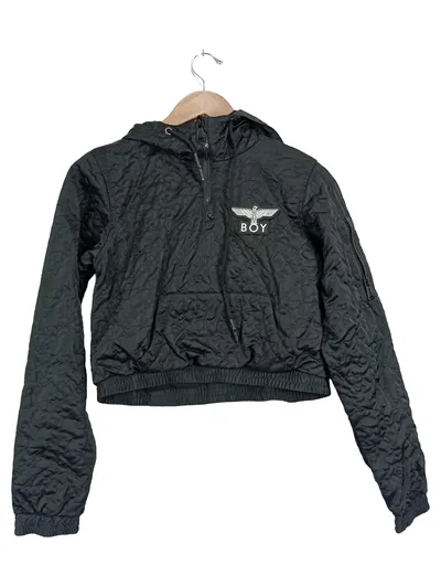 BOY London Damen Blouson Jacke Schwarz Gr. 36/S Streetwear Kapuze Polyester