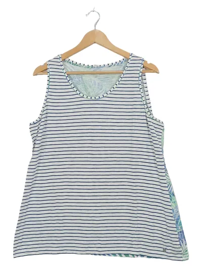 Gerry Weber Damen Top Tanktop Gr. 46 Weiß Blau Gestreift Maritim