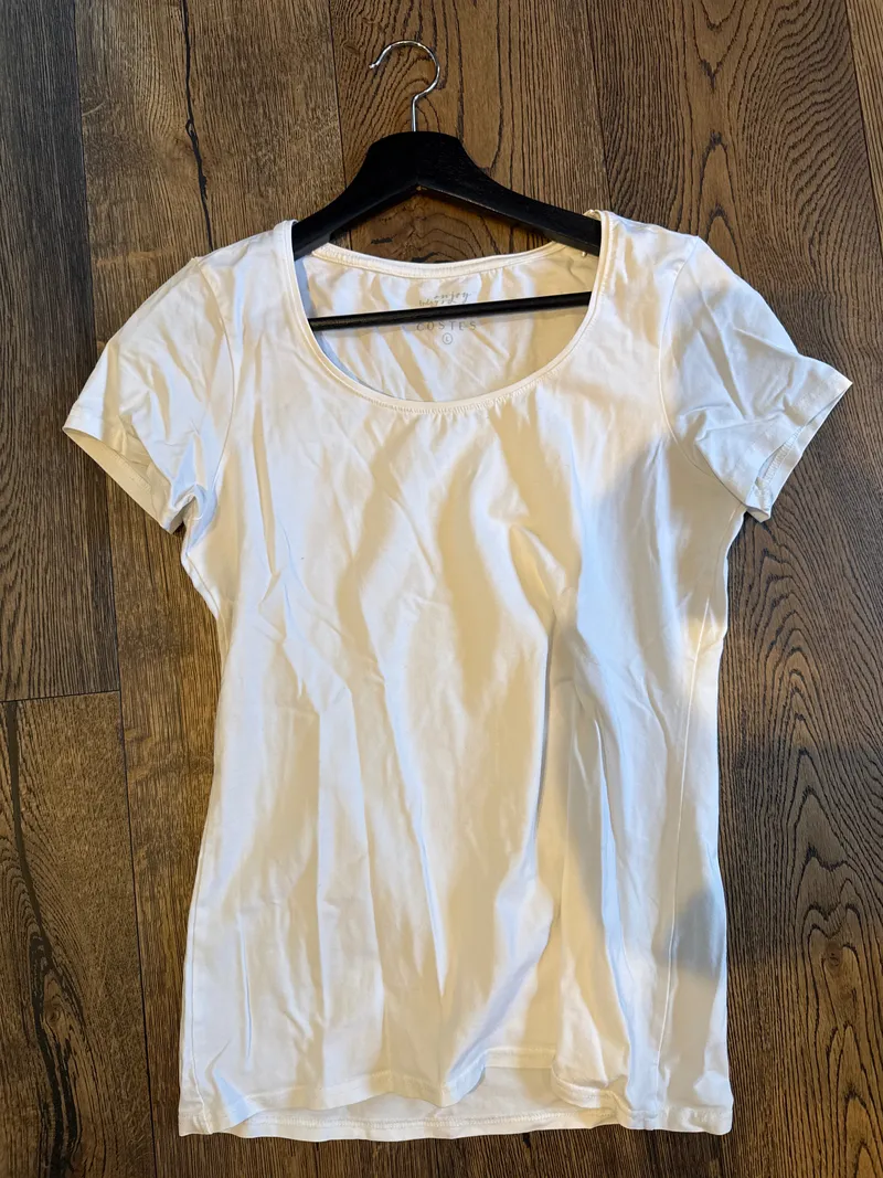COSTES Damen T-Shirt Basic Weiß Gr. 40/L Baumwolle Kurzarm 4
