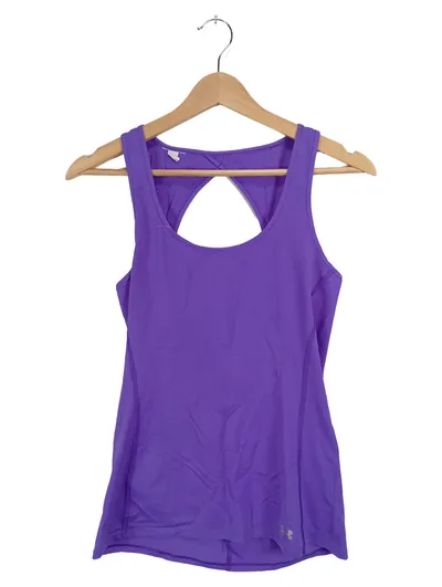 Under Armour Damen Sport Shirt Lila Gr. 34/XS Ärmellos Cut-Outs Logo