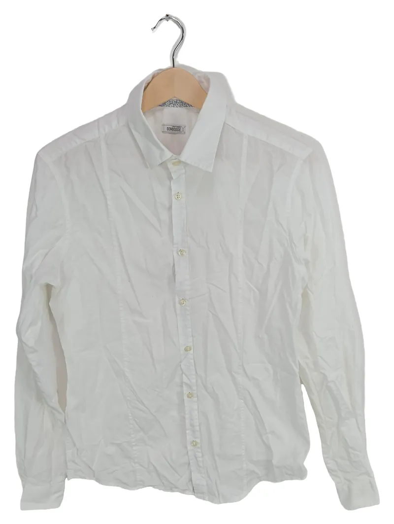 Bomboogie Business Hemd Herren Weiß Gr. 36 (44/XS) Baumwolle Langarm Uni 1