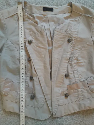 VERO MODA Damen Kurzjacke Blazer Gr. 36/S Beige Baumwolle Zierknöpfe