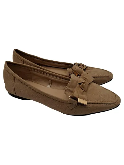 Sfera Damen Loafer Slipper Beige Schleife Gold-Details Gr. 39 Elegant