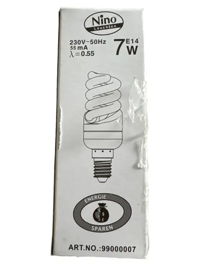 Nino Energiesparlampe 7W E14 Leuchtmittel Sparlampe