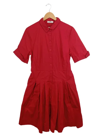 Peter Hahn Damen Freizeitkleid Rot Gr. 44 Baumwolle Casual