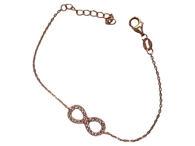 D'Amante Damen Armband Unendlichkeitssymbol Gold Silber Strass 17cm