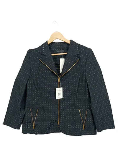 Elena Grunert Damen Blazer 44/XXL Schwarz Business Reißverschluss Punkte