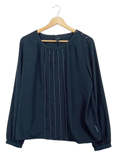 Armani Jeans Damen Bluse Elegant Gr. 44 Blau Polyester Langarm