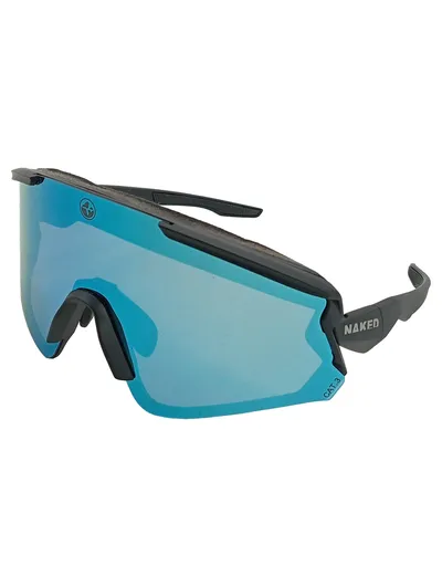 Naked Sportbrille Herren Damen Schwarz Blau Verspiegelt Sonnenbrille CAT.3