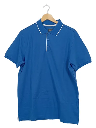 James & Nicholson Herren Poloshirt Blau L Kurzarm Baumwolle Casual Knopfleiste