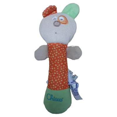 Chicco Greifling Stofftier Hund Baby Kuscheltier Mehrfarbig Punkte 19cm