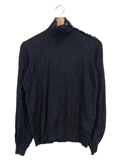 VERO MODA Damen Rollkragenpullover Gr. M Schwarz Casual Zierknöpfe