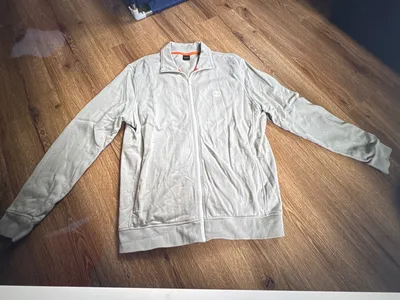 BOSS Herren Trainingsjacke Sweatjacke Gr. 42/XS Beige Casual Baumwolle