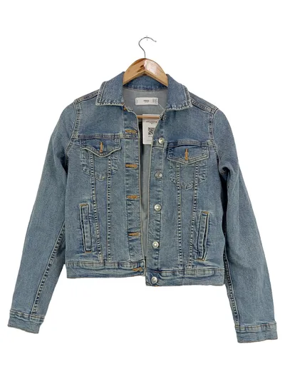 MNG Jeansjacke Damen Gr. 34/XS Blau Casual Denim Jacke