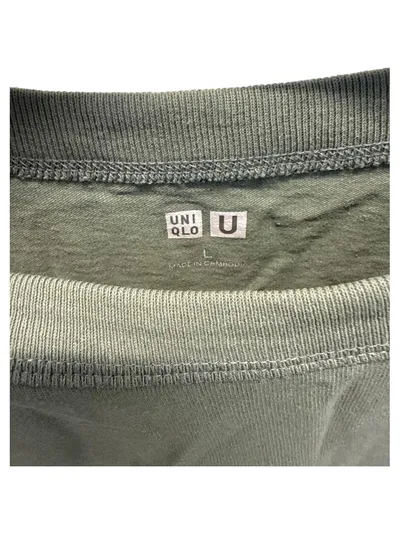 UNIQLO U Herren T-Shirt Gr. L Basic Grün Baumwolle Kurzarm