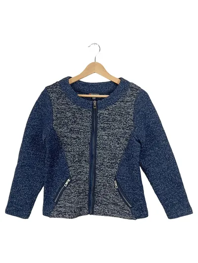 Street One Damen Strickjacke Gr. 40 Blau Meliert Langarm Reißverschluss