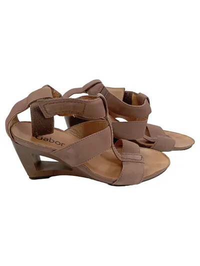Gabor Damensandaletten Gr. 36 Beige Wildleder Komfortabel Klettverschluss