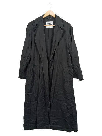 ZARA Damen Klassischer Mantel Schwarz Gr. 40/L Lyocell