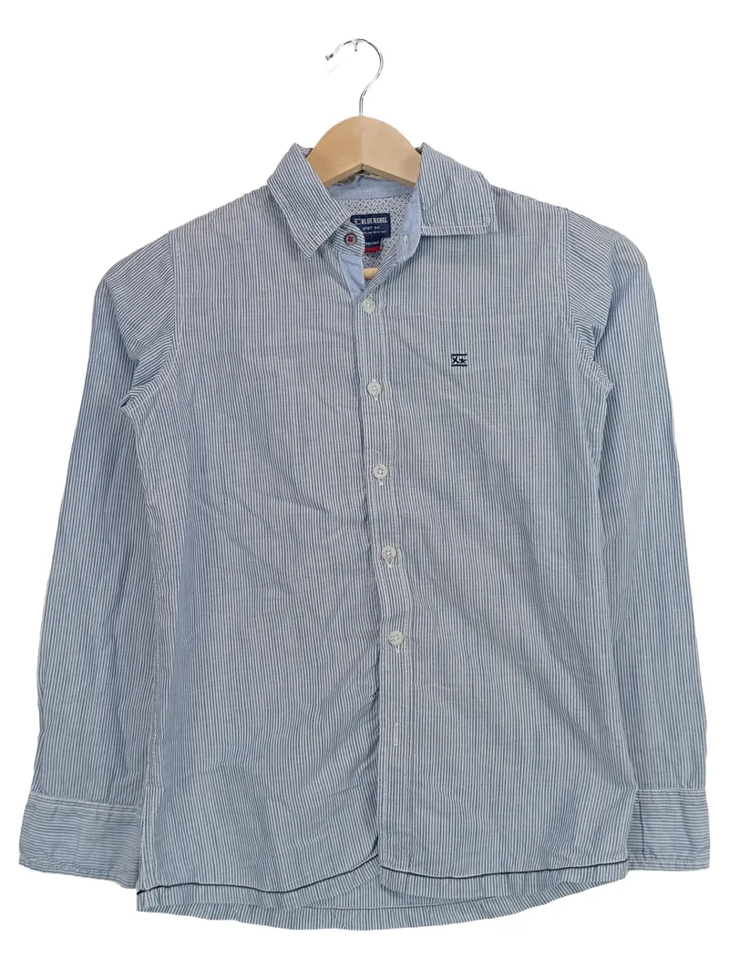 Blue Rebel Kinder Hemd Langarm Gestreift Blau Gr. 134/140 Baumwolle 1