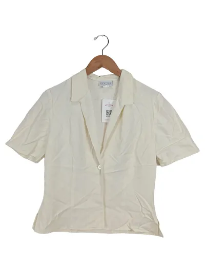 Barisal Damen Hemdbluse Kurzarm Bluse Gr. 36 Beige Klassisch