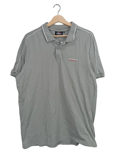 McKenzie Poloshirt Herren Grau Gr. 50/L Baumwolle Casual Kurzarm