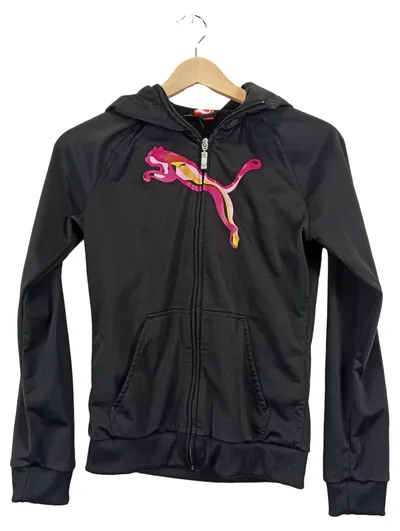 Puma Kinder Trainingsjacke Kapuze Logo-Print Polyester Schwarz Gr. 164