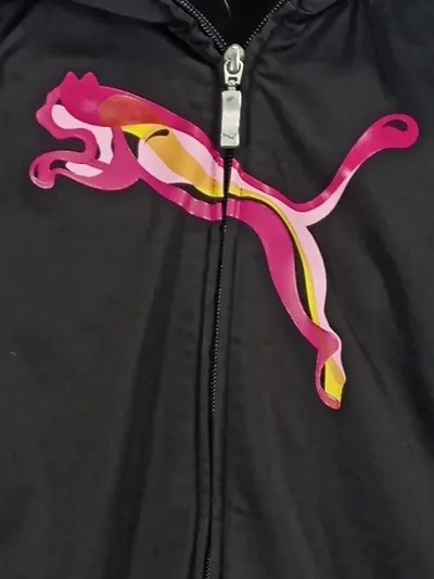 Puma Kinder Trainingsjacke Kapuze Logo-Print Polyester Schwarz Gr. 164
