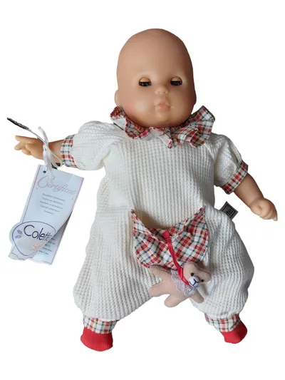 Colette Zapf Babypuppe Mädchen mit Zertifikat Strampler Teddy 28cm
