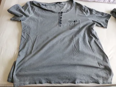 Ulla Popken Damen T-Shirt Grau meliert Gr. 50/5XL Casual mit Knopfleiste