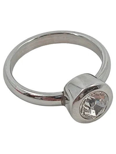Energetix Damen Ring Edelstahl Silber Kristall Gr. 57 Elegant