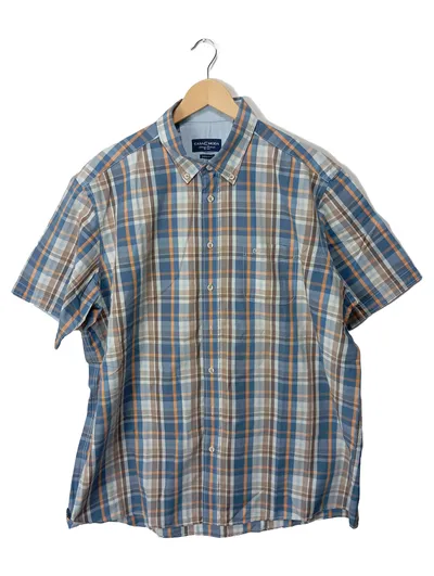 Casa Moda Herren Kurzarm Karohemd Gr. 44/XS Mehrfarbig Casual Baumwolle