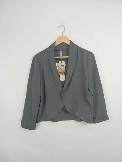 Heimatliebe Damen Blazer Gr. 42 Grau Casual Strick-Optik
