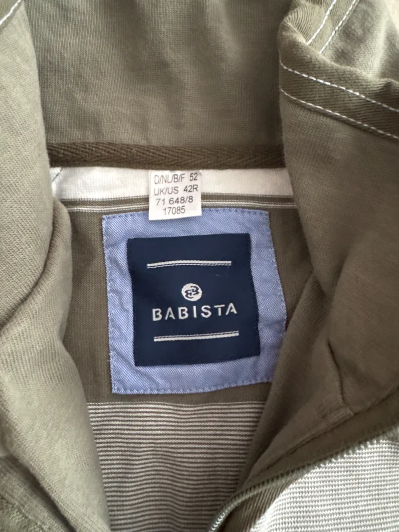 Babista Herren Pullover Troyer Gr. 52/XL Oliv Gestreift Baumwolle 6