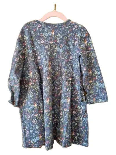 Next Mädchen Kleid Gr. 110 Blumenmuster Waldtiere Grau Bio-Baumwolle