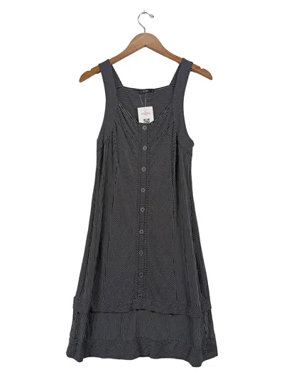Yest Damen Sommerkleid gestreift Midikleid Viskose Schwarz Gr. S