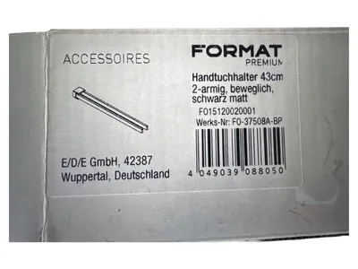 FORMAT Handtuchhalter 43cm 2-armig beweglich matt Metall Schwarz