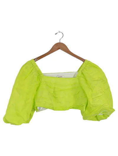 SANDRO Damen T-Shirt Gr. 1 Grün Cropped Puffärmel Modisch